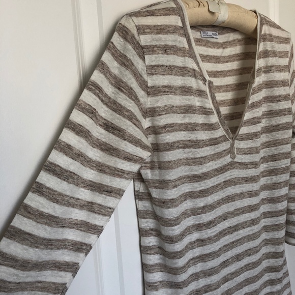SALE ☘️ ZARA Linen striped 3/4 sleeve shirt - Picture 6 of 9